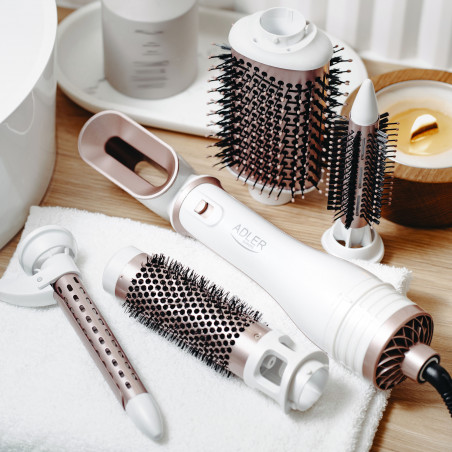 Μεταχειρισμένος: Βούρτσα στεγνώματος και styling 5σε1 Adler AD 2027, 1200 W, 2 θερμοκρασίες, Κεραμική επίστρωση, Αξεσουάρ, Λευκό/ροζ