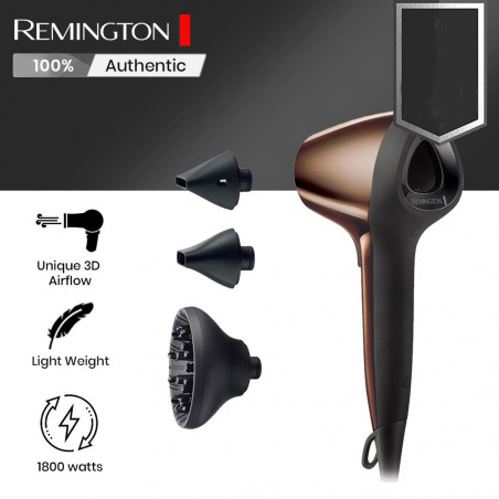 Μεταχειρισμένος: Πιστολάκι μαλλιών Remington AIR3D D7777, 1800W, Ιονισμός, DC μοτέρ, 3D ροή αέρα