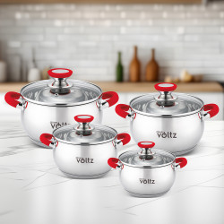 Μεταχειρισμένος: Κατσαρόλα Oliver Voltz OV51210N18, 18 cm, 2.5 l, Επαγωγή, Κόκκινες λαβές από σιλικόνη, Inox/Κόκκινος