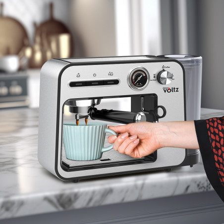 Μεταχειρισμένος: Μηχανή Espresso Oliver Voltz OV51171H, 1450W, 15 bar, 1L, Προθέρμανση φλιτζανιών, Αυτόματη απενεργοποίηση, Ανοξείδωτο