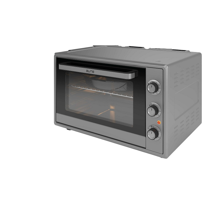 Μεταχειρισμένος: Μικρή κουζίνα Elite EMO-FL 65 2591, 2000W, 65 λίτρα, 3 λειτουργίες, Διπλό τζάμι, Θερμοστάτης, Χρονοδιακόπτης, Τουρμπίνι, Γκρι