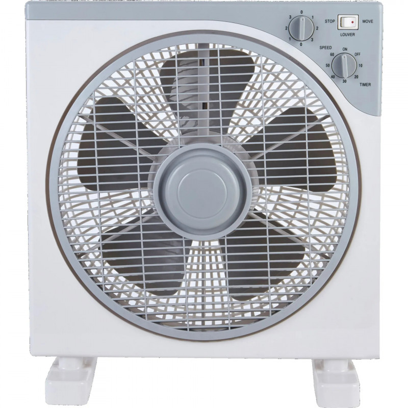 Επιδαπέδιος ανεμιστήρας Lamarque LHFB-3344, 50 W, 30 cm, 3 ταχύτητες, περσίδες 360°, χρονοδιακόπτης, λαβή, λευκό/γκρι