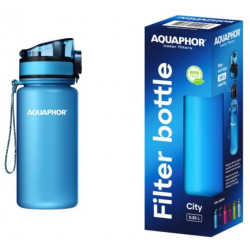 Φιάλη νερού με φίλτρο Aquaphor City 160026, 350 ml, Tritan, Ενεργός άνθρακας, Aqualen, Κάλυμμα με κλείδωμα, Μπλε