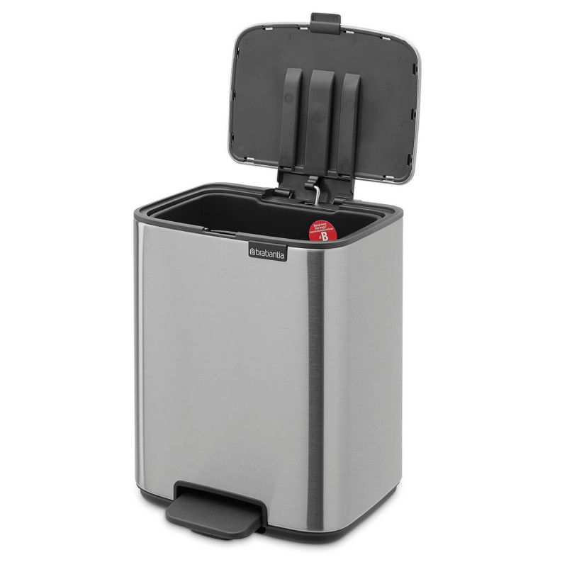 Κάδος απορριμμάτων Brabantia Bo Pedal 1010142, 7 λίτρα, Απαλό κλείσιμο, Βάση με ελαστικό επίστρωμα, Ανθεκτικός στα δακτυλικά αποτυπώματα, Ανοξείδωτο