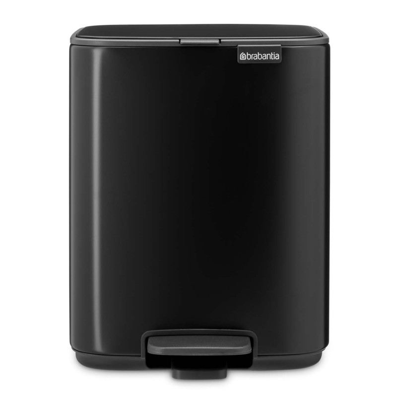 Κάδος απορριμμάτων Brabantia Bo Pedal 1010137, 7 λίτρα, Απαλό κλείσιμο, Βάση με ελαστικό επίστρωμα, Μαύρο ματ