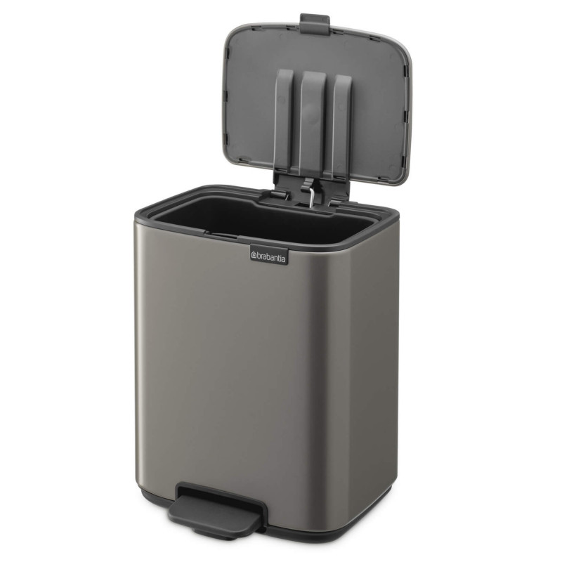 Κάδος απορριμμάτων Brabantia Bo Pedal 1010127, 7 λίτρα, Απαλό κλείσιμο, Βάση με ελαστικό επίστρωμα, Σκούρο γκρι