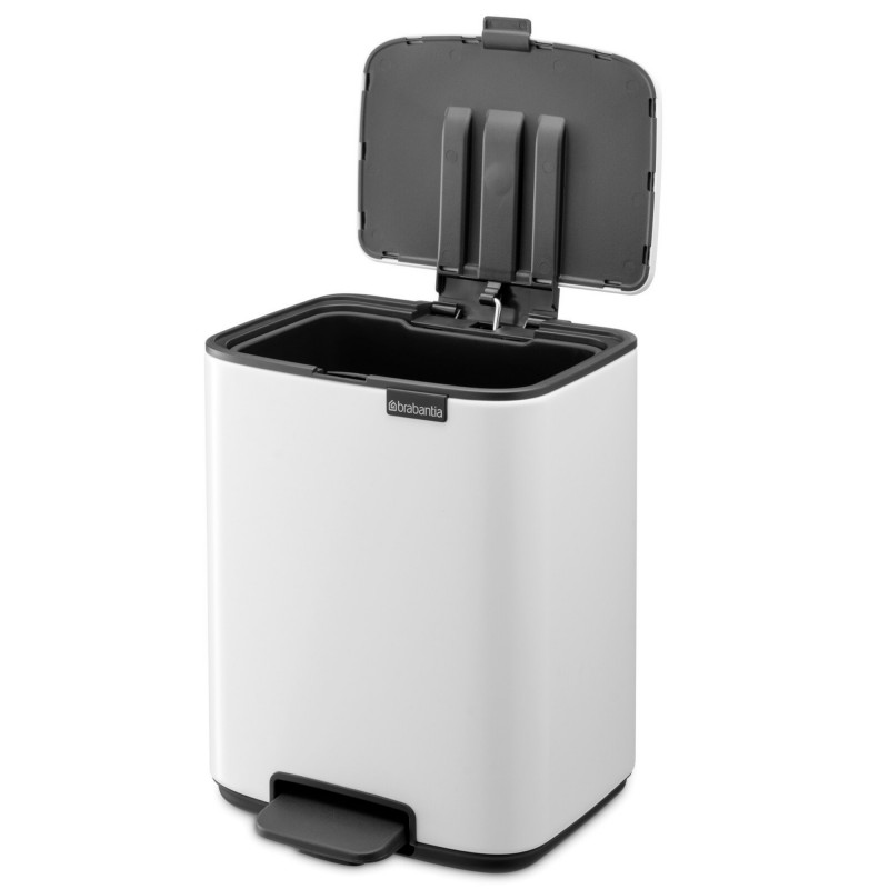 Κάδος απορριμμάτων Brabantia Bo Pedal 1010118, 7 λίτρα, Απαλό κλείσιμο, Βάση με ελαστικό επίστρωμα, Λευκό