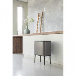 Κάδος απορριμμάτων Brabantia Bo Touch 651105, 36 λίτρα, Ομαλό και αθόρυβο άνοιγμα, Μεγάλο άνοιγμα, Γκρι