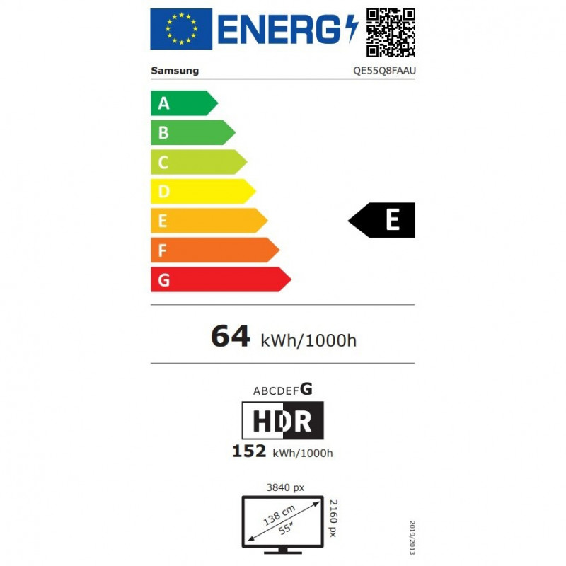 Τηλεόραση Samsung QE55Q8FAAUXXH, 55″ (138 εκ.), 3840×2160 UHD 4K, QLED, ενεργειακή κλάση E, Smart TV, HDR10+, Samsung Vision AI, eARC, Μαύρο