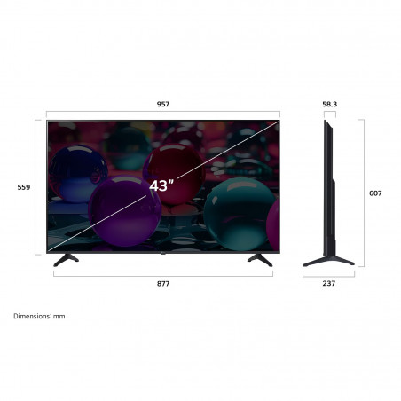 Τηλεόραση LG 43UA73003LA, 4K Ultra HD 3840 × 2160, 43″ (108 cm), Κατηγορία G, LED, Smart TV, AI Upscaling, webOS, Μαύρο