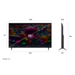 Τηλεόραση LG 55UA73003LA, 4K Ultra HD 3840 × 2160, 55″ (139 εκ.), Κατηγορία ενεργειακής απόδοσης F, LED, Smart TV, αναβάθμιση ανάλυσης με τεχνητή νοημοσύνη, webOS, Μαύρο