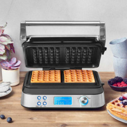 Συσκευή για γκοφρέτες Gastroback Advanced Control, 1600 W, 220 ml, 7 επίπεδα ψησίματος, Διπλοί θερμαντήρες, Βαθιές πλάκες, Χρονοδιακόπτης, Προστασία από υπερχείλιση, Ασημί
