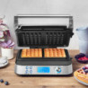Συσκευή για γκοφρέτες Gastroback Advanced Control, 1600 W, 220 ml, 7 επίπεδα ψησίματος, Διπλοί θερμαντήρες, Βαθιές πλάκες, Χρονοδιακόπτης, Προστασία από υπερχείλιση, Ασημί