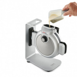Κάθετη μηχανή για βάφλες Caso Design WaffleUp, 800 W, 18 cm, 5 επίπεδα, διπλή αντικολλητική επίστρωση, ηχητικό και φωτεινό σήμα, δοχείο για το υπόλοιπο ζυμάρι, ασημί