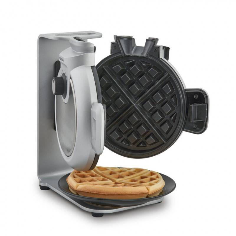 Κάθετη μηχανή για βάφλες Caso Design WaffleUp, 800 W, 18 cm, 5 επίπεδα, διπλή αντικολλητική επίστρωση, ηχητικό και φωτεινό σήμα, δοχείο για το υπόλοιπο ζυμάρι, ασημί
