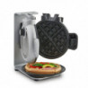 Κάθετη μηχανή για βάφλες Caso Design WaffleUp, 800 W, 18 cm, 5 επίπεδα, διπλή αντικολλητική επίστρωση, ηχητικό και φωτεινό σήμα, δοχείο για το υπόλοιπο ζυμάρι, ασημί