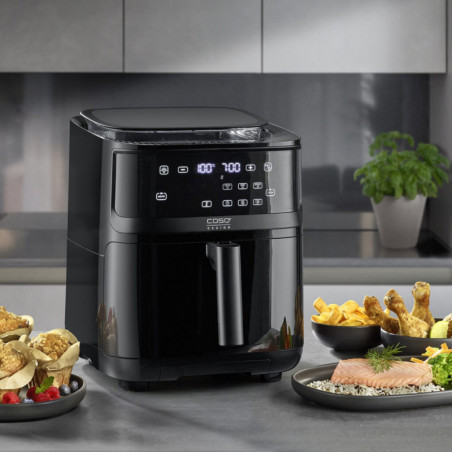 Φριτέζα με ζεστό αέρα και ατμό Caso AirFry & Steam 700, 1700 W, 7 λίτρα, 10 προγράμματα, 60-200 °C, χρονοδιακόπτης, παράθυρο, υπενθύμιση, μαύρο
