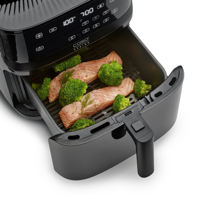 Φριτέζα με ζεστό αέρα και ατμό Caso AirFry & Steam 700, 1700 W, 7 λίτρα, 10 προγράμματα, 60-200 °C, χρονοδιακόπτης, παράθυρο, υπενθύμιση, μαύρο