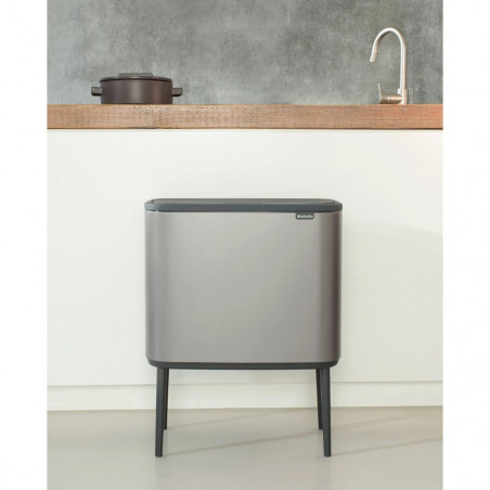 Κάδος απορριμμάτων Brabantia Bo Touch 651105, 36 λίτρα, Ομαλό και αθόρυβο άνοιγμα, Μεγάλο άνοιγμα, Γκρι