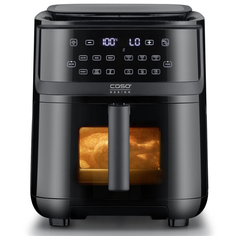 Φριτέζα με ζεστό αέρα και ατμό Caso AirFry & Steam 700, 1700 W, 7 λίτρα, 10 προγράμματα, 60-200 °C, χρονοδιακόπτης, παράθυρο, υπενθύμιση, μαύρο