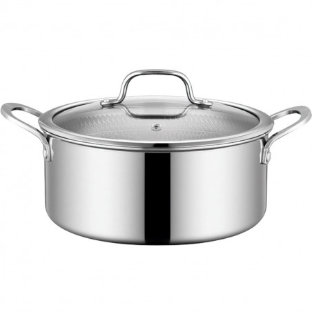 Κατσαρόλα με καπάκι Swiss Haus SH-ZGC24, 24x10,5 εκ., 4,3 λίτρα, κεραμική επίστρωση Sapphire, κατάλληλη για φούρνο έως 260 °C, επαγωγική εστία, ανοξείδωτο