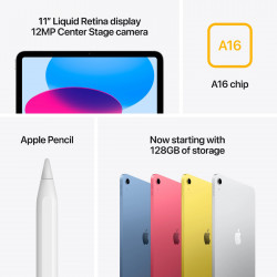 Apple iPad 11" 11ης γενιάς (2025), A16, 128 GB, Wi-Fi, Ασημί