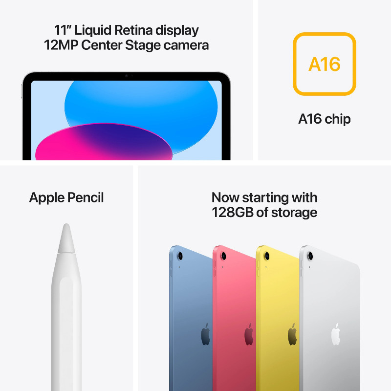 Apple iPad 11" 11ης γενιάς (2025), A16, 128 GB, Wi-Fi, Ασημί