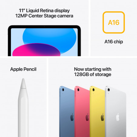 Apple iPad 11" 11ης γενιάς (2025), A16, 128 GB, Wi-Fi, Ασημί