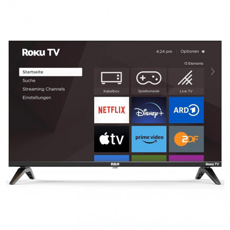 Τηλεόραση RCA RK50UN1, 50 ίντσες (125 εκ.), ανάλυση 3840×2160 UHD 4K, κατηγορία ενεργειακής απόδοσης F, Smart TV, HDR10, DLED, Wi-Fi, Bluetooth, λειτουργικό σύστημα Roku, μαύρο χρώμα.