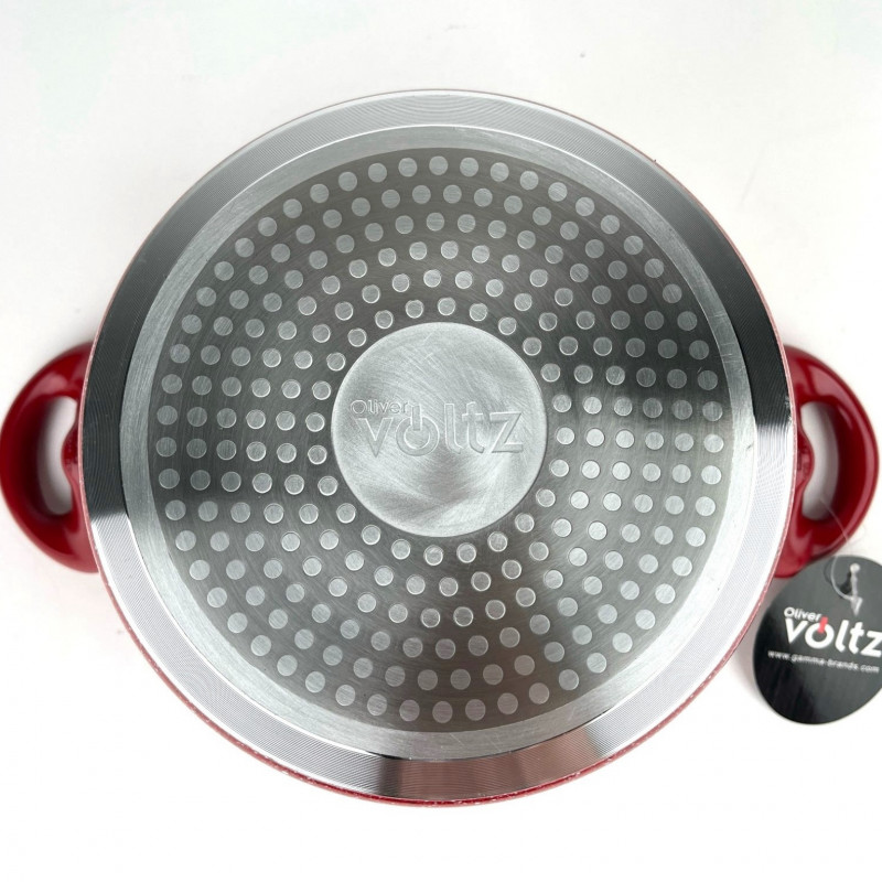 Βαθιά κατσαρόλα Oliver Voltz Florence OV54418AP20D, 20 εκ., 4,3 λ., Επίστρωση μαρμάρου, Χωρίς PFOA, Για επαγωγικές εστίες, Κόκκινη