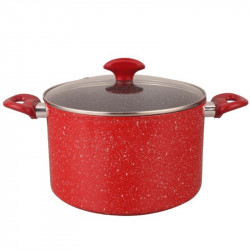 Βαθιά κατσαρόλα Oliver Voltz Florence OV54418AP20D, 20 εκ., 4,3 λ., Επίστρωση μαρμάρου, Χωρίς PFOA, Για επαγωγικές εστίες, Κόκκινη