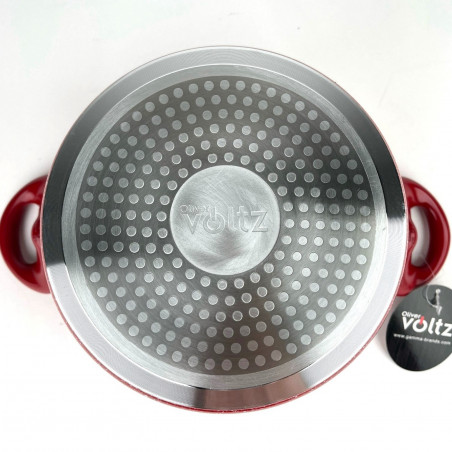 Βαθιά κατσαρόλα Oliver Voltz Florence OV54418AP24D, 24 εκ., 6,5 λ., Επίστρωση μαρμάρου, Χωρίς PFOA, Για επαγωγικές εστίες, Κόκκινη
