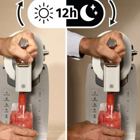 Μηχανή παγωτού 16 σε 1 Tefal Freezi IG803AE0, 200 W, 1,4 λίτρα, 5 αυτόματα προγράμματα, Αθόρυβη λειτουργία, Χωρίς προ-κατάψυξη, Λευκό/ασημί