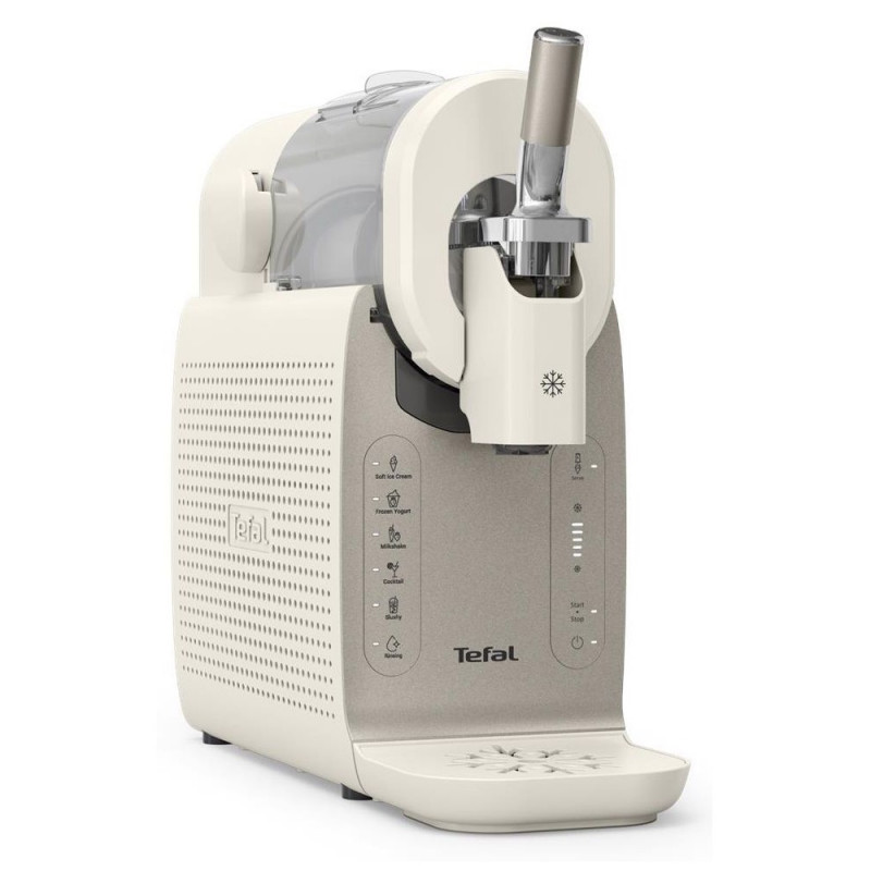 Μηχανή παγωτού 16 σε 1 Tefal Freezi IG803AE0, 200 W, 1,4 λίτρα, 5 αυτόματα προγράμματα, Αθόρυβη λειτουργία, Χωρίς προ-κατάψυξη, Λευκό/ασημί