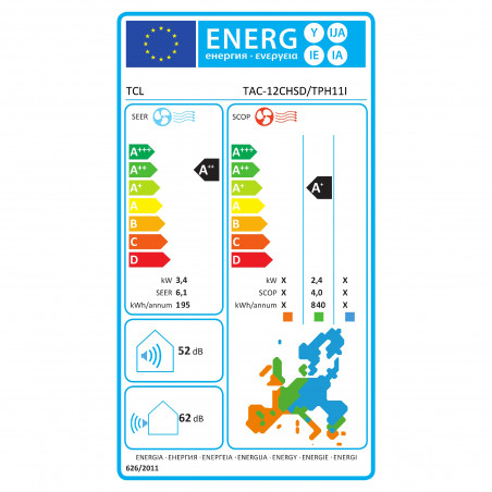 Κλιματιστικό με inverter TCL BreezeIN TAC-12CHSD/TPH11I, 12000 BTU, 22 м2, Α++/Α+, Wi-Fi, iFeel, ECO, Αυτόματος καθαρισμός σε 4 στάδια, Google Home και Alexa, Gentle Breeze, Λευκό