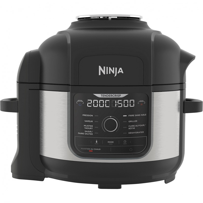 Πολυμάγειρας υπό πίεση Ninja Foodi OP350FR, 1400 W, 6 λίτρα, 9 προγράμματα, 40-200 °C, TenderCrisp®, κεραμική επίστρωση, διατήρηση θερμοκρασίας, ολόκληρο κοτόπουλο, μαύρο/ανοξείδωτο