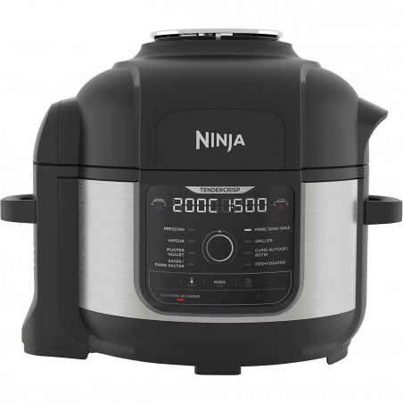Πολυμάγειρας υπό πίεση Ninja Foodi OP350FR, 1400 W, 6 λίτρα, 9 προγράμματα, 40-200 °C, TenderCrisp®, κεραμική επίστρωση, διατήρηση θερμοκρασίας, ολόκληρο κοτόπουλο, μαύρο/ανοξείδωτο
