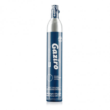 Φιάλη CO2 Gaziro, 425 γρ., Για 60-80 λίτρα, Συμβατή με τη μονάδα Jimmy S9, Επαναγεμιζόμενη, Μπλε/ανοξείδωτο