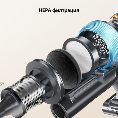 Κάθετη ηλεκτρική σκούπα Yaber P20, 400 W, 0,8 λ, 81.000 σ.α.λ., 52 λεπτά, 3+1 επίπεδα ισχύος, HEPA, φωτισμός LED στη βούρτσα, αυτόνομη, κίτρινο/γκρι
