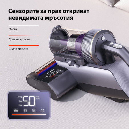 Σκουπάκι κατά των ακάρεων Jimmy BX8 Pro, 600 W, 0,5 λ, 17 kPa, Pro-Brushroll, Αποστείρωση με θέρμανση στους 65 °C, Υπερήχοι, UV, Αρνητικά ιόντα, Φιλτράρισμα 6 σταδίων, Γκρι/Μωβ