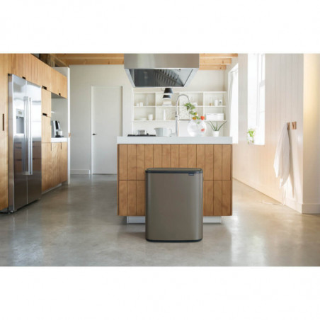 Κάδος απορριμμάτων Brabantia Bo Touch 1001271, 2x30 λίτρα, Ομαλό και αθόρυβο άνοιγμα, Μεγάλο άνοιγμα, Σκούρο γκρι
