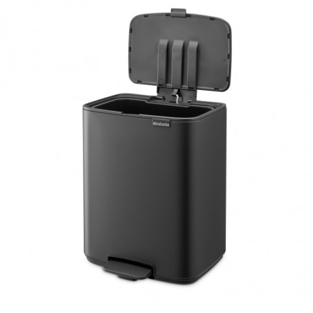 Κάδος απορριμμάτων Brabantia Bo Pedal 1010133, 12 λ, Απαλό κλείσιμο, Αντιολισθητική βάση, Ορυκτή επίστρωση, Σκούρο γκρι