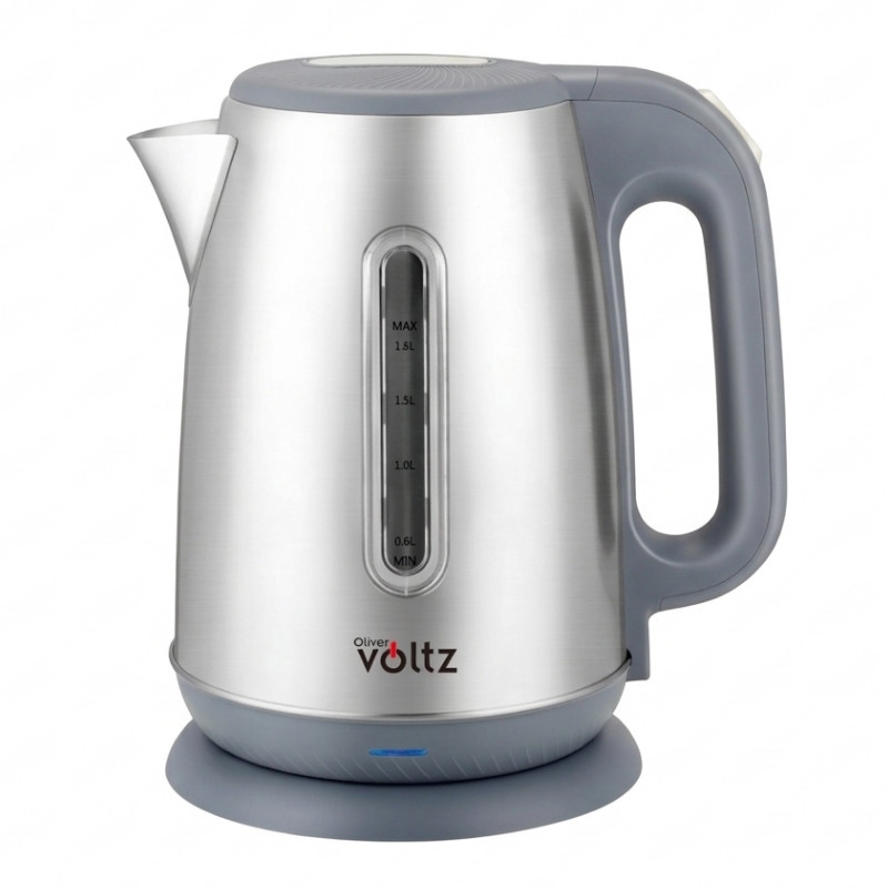Ηλεκτρική κατσαρόλα Oliver Voltz OV51230AC, 2200 W, 1,8 λ, βάση 360°, σώμα από ανοξείδωτο ατσάλι, ασημί