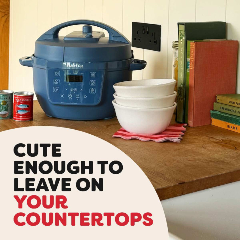 Μουλτικουκέρ Instant Pot Classic Mini 140800701, 800 W, 3,8 λίτρα, 7 προγράμματα, κουμπιά «Favorite», οθόνη LCD, ανοξείδωτο ατσάλι, μπλε
