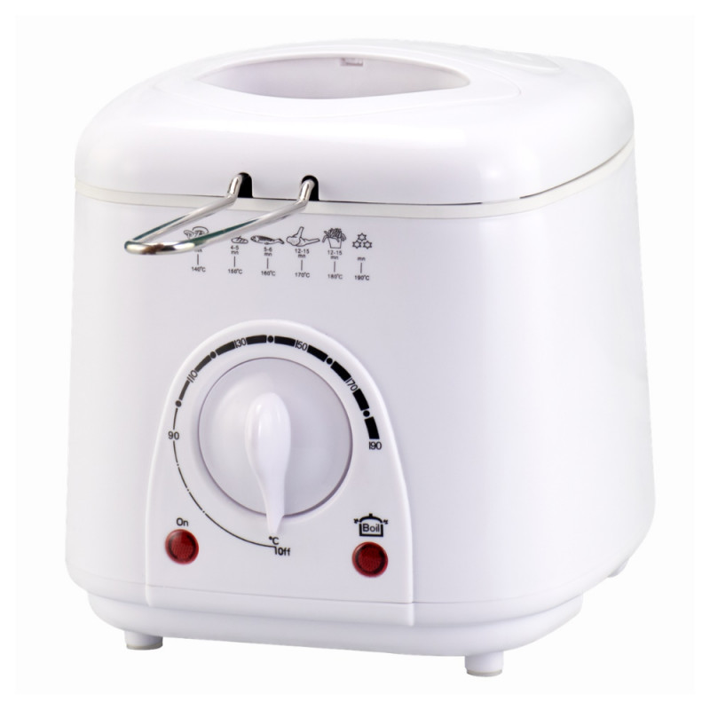 Φριτέζα Elite EDFF-1288W, 950 W, 1 λίτρο, έως 190 °C, διαφανές καπάκι, αντιολισθητικά πόδια, λευκό
