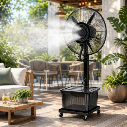 Ανεμιστήρας με υδρονέφωση Lamarque LFM-3343BL, 260 W, 26 ίντσες, 41 λίτρα, έως 50 μ³, κινητήρας από αλουμίνιο, 3 ταχύτητες, μαύρος
