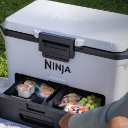Ψυκτική θήκη Ninja FrostVault FB151EUWH, 47 λίτρα, Παθητική ψύξη, χωρητικότητα 80 κουτιών, Διατηρεί τον πάγο έως και 6 ημέρες, Ξηρό διαμέρισμα, Λευκό