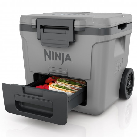 Ψυκτική θήκη Ninja FrostVault FB230EUGY, 28 λίτρα, Παθητική ψύξη, χωρητικότητα 48 κουτιών, Διατηρεί τον πάγο έως και 5 ημέρες, Ξηρό διαμέρισμα, Ρόδες, Γκρι
