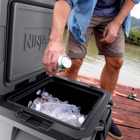 Ψυκτική θήκη Ninja FrostVault FB230EUGY, 28 λίτρα, Παθητική ψύξη, χωρητικότητα 48 κουτιών, Διατηρεί τον πάγο έως και 5 ημέρες, Ξηρό διαμέρισμα, Ρόδες, Γκρι