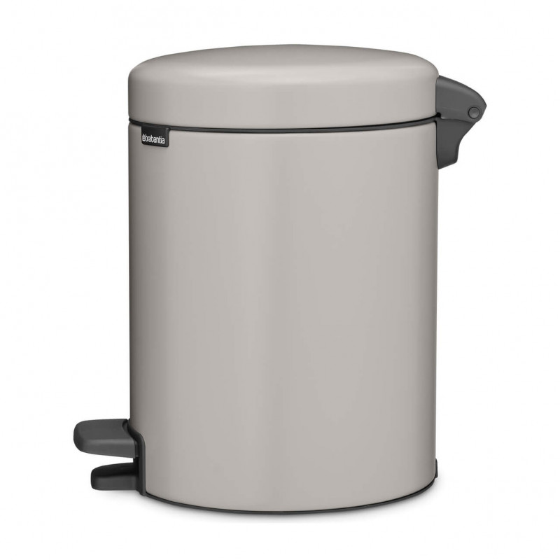 Κάδος απορριμμάτων με πεντάλ Brabantia NewIcon 1010434, 5 λ, Απαλό κλείσιμο, Αντιολισθητική βάση, Ανοιχτό γκρι
